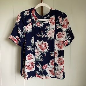 Down East Basics Navy Floral Blouse - M